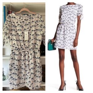 CORY LYNN CALTER Trista Blue And White Flamingo Print Mini Dress SZ Medium RARE